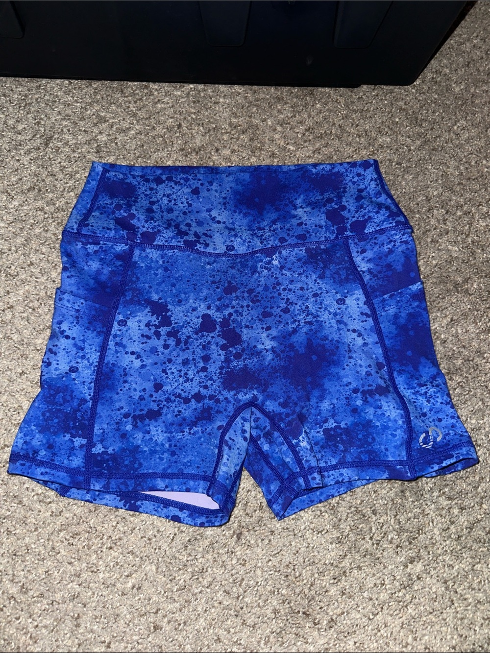 High-Rise Blue Splatter Bike Shorts